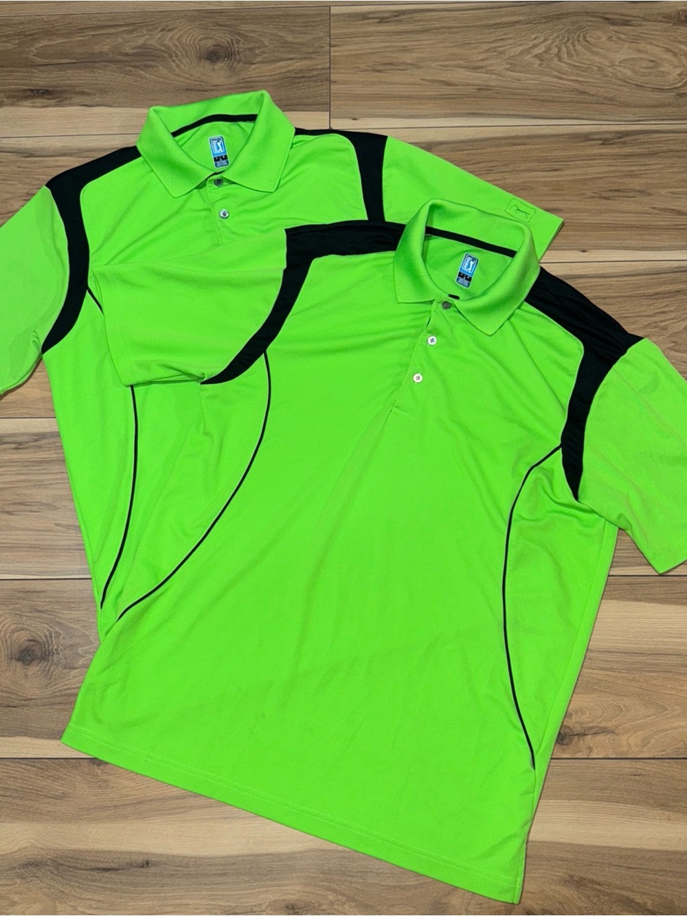 Bundle 2 PGA Tour Pro Series Golf Shirt Men's Large Short Sleeve neon Green 2000